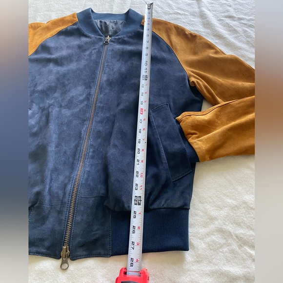 Ami Alexandre Mattiussi Blue And Brown Suede Bomber Jacket Men’s M/L - Picture 2 of 15